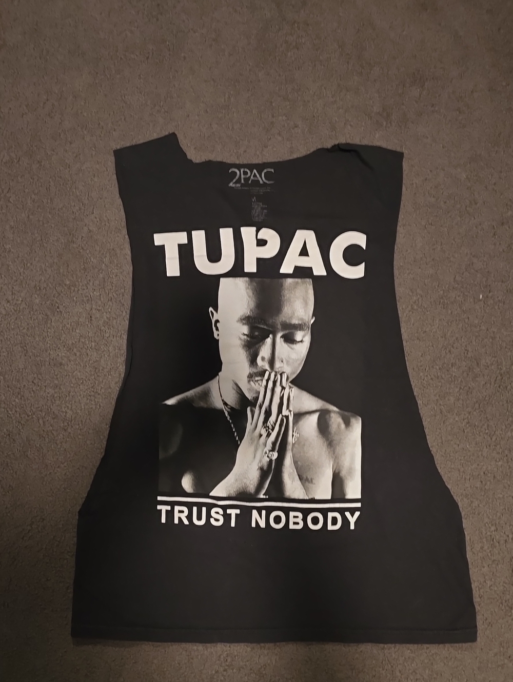 Tupac Black Muscle Tee – Trust Nobody Graphic